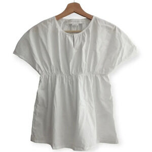 Victoria  Beckham Empire Waist Cinched White Cotton Blouse 2